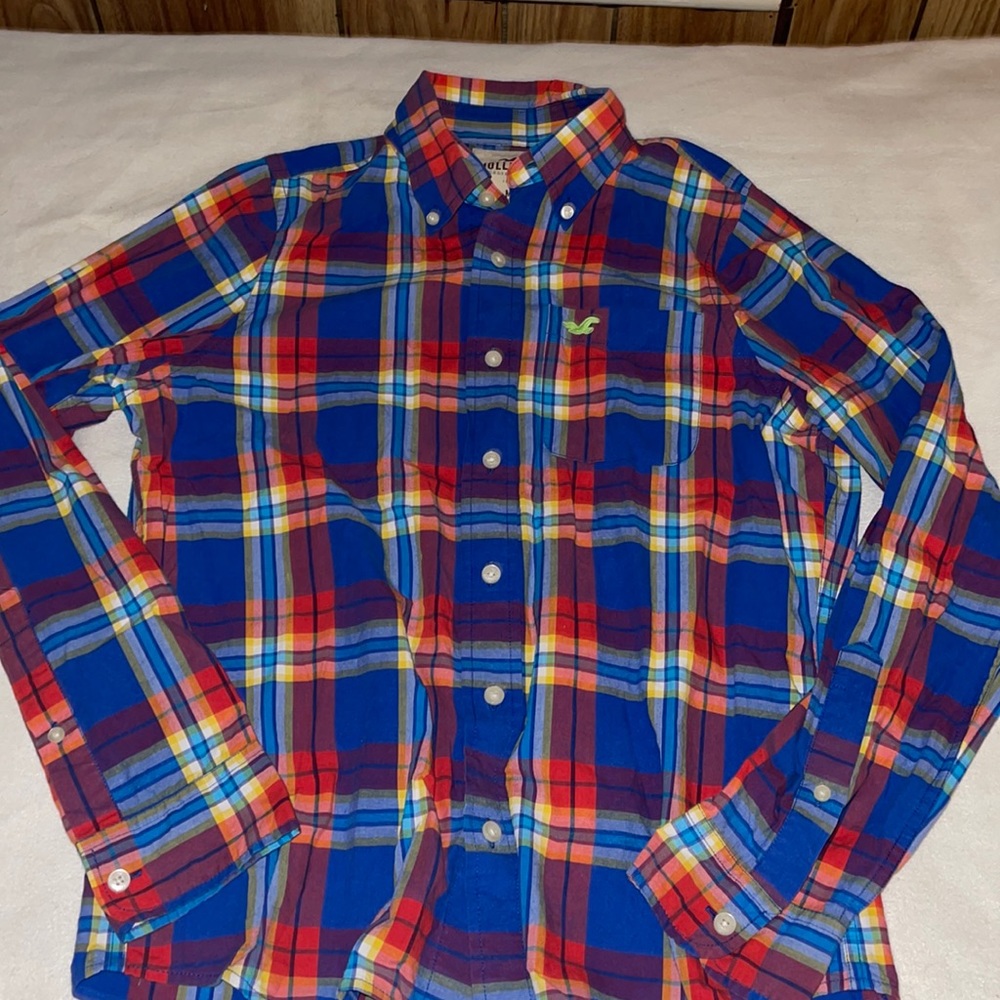 Mens Hollister plaid button down shirt